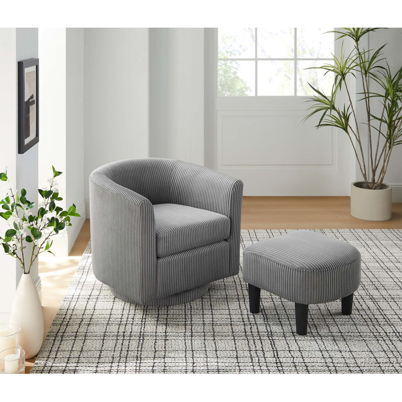 Fauteuil d'appoint pivotant confortable avec rotation à 360 °, coussin moelleux et repose-pieds, parfait pour le salon ou la chambre à coucher