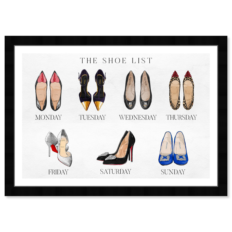 «Fashion and Glam the Shoe List Shoes» - Reproduction d'art graphique sur papier encadré
