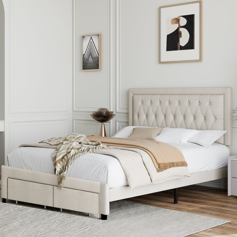 Binghamton Upholstered Platform Bed With 2 Storage Drawers