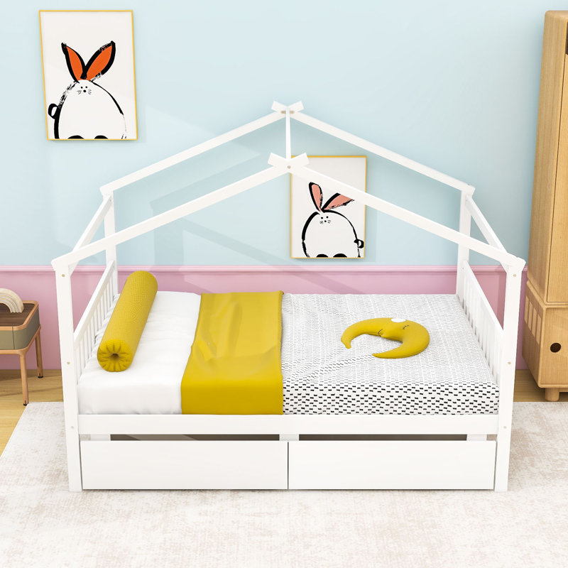 Ashiyah Full Storage Canopy Bed with Two Drawers , White