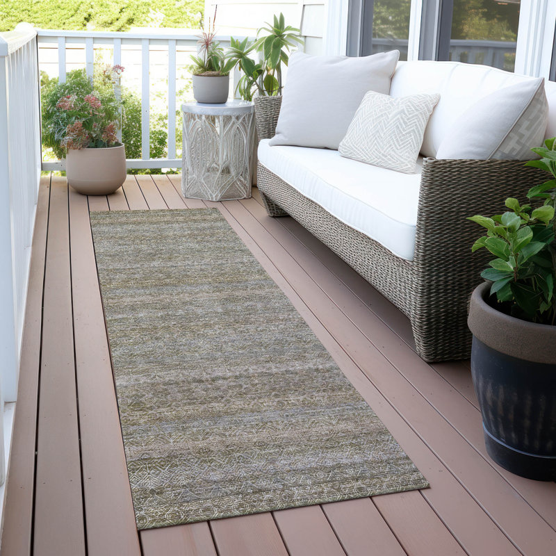 Tapis kaki Xhevrie intérieur / extérieur lavable à la machine, Tapis de couloir 2 pi 3 po x 7 pi 6 po