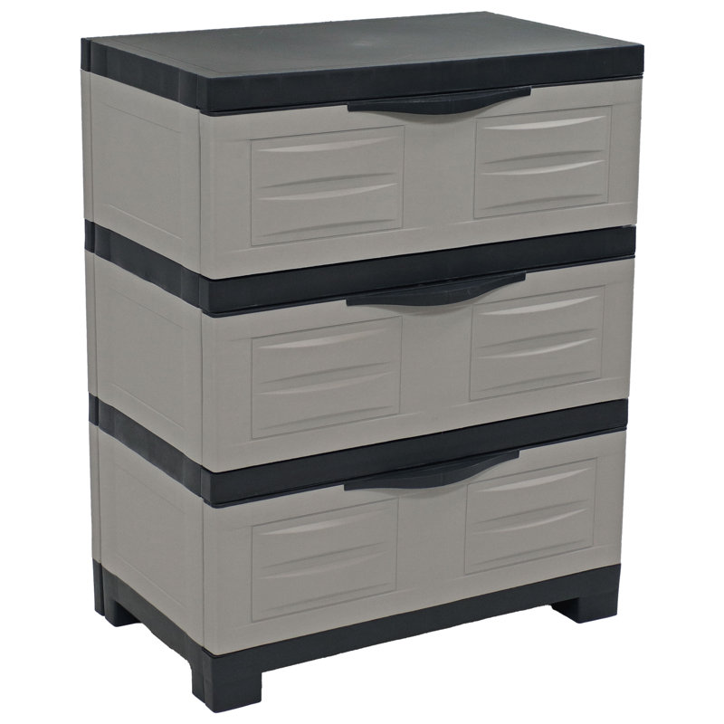 Freestanding Plastic 3-Drawer Storage Unit, Gray/Charcoal Trim
