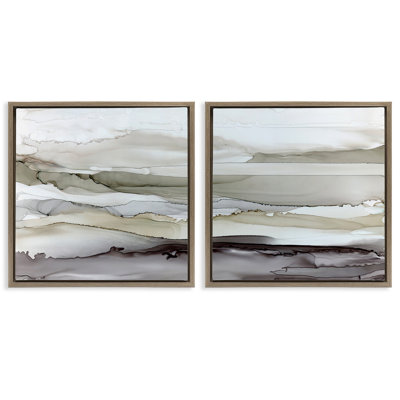 «Abstract Watercolor Wave Interpetation», ensemble de 2 toiles flottantes encadrées par Carol Robinson