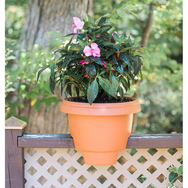 Jardinière ronde en plastique Classic Classic, Marron clair, H 12 po x l 14 po x P 14 po