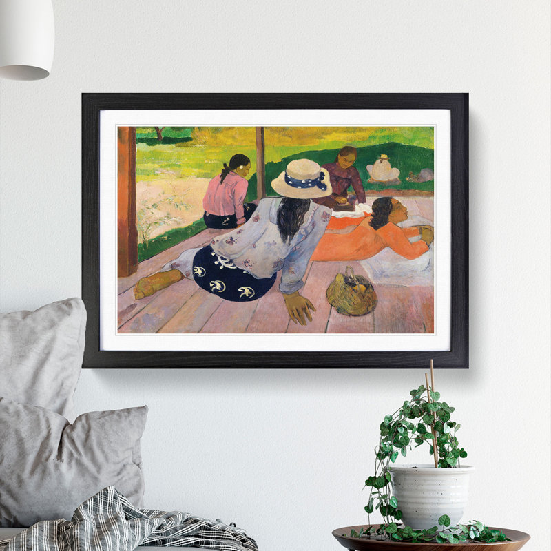 The Siesta by Paul Gauguin - Picture Frame Painting, Black Framed, 27cm H x 36cm W x 2cm D