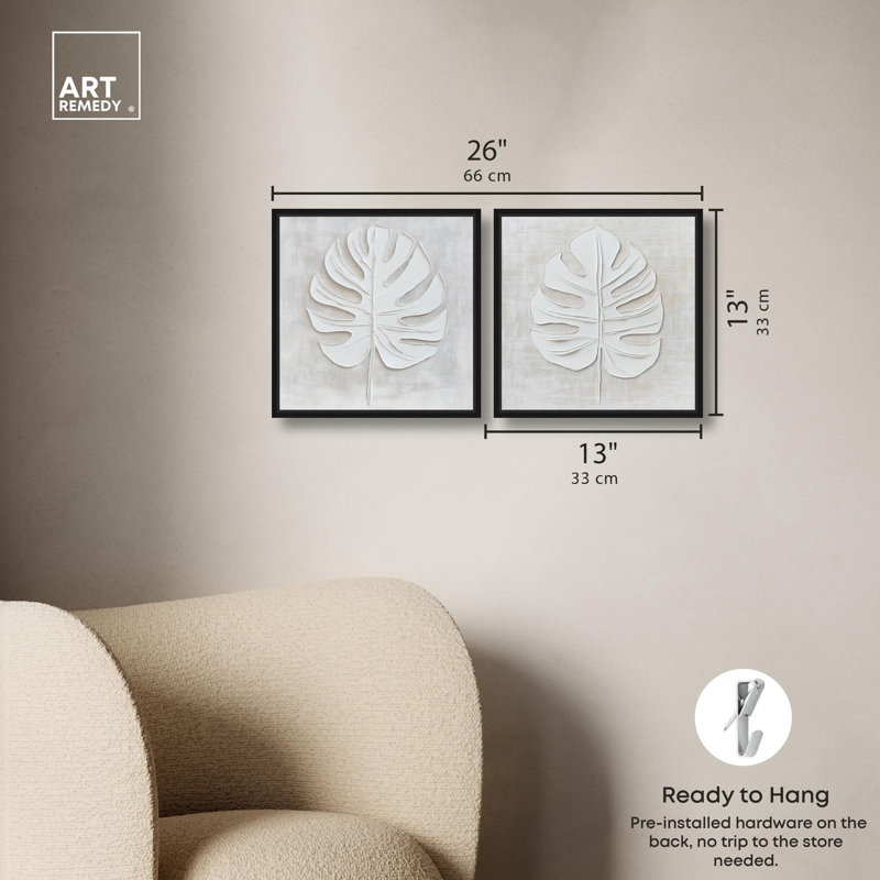 "Luxe Botanicals", ensemble de 2 reproductions d'art sur toile par , H 13 po x l 13 po, Noir