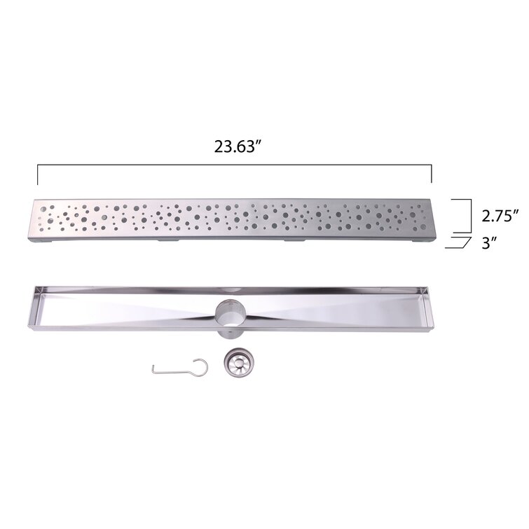 Brushed Stainless Linear Shower Drain Squares, 2.75 Wide