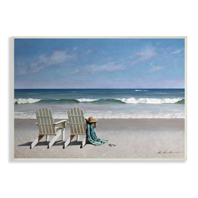 " Two White Adirondack Chairs On The Beach " by Zhen-Huan Lu