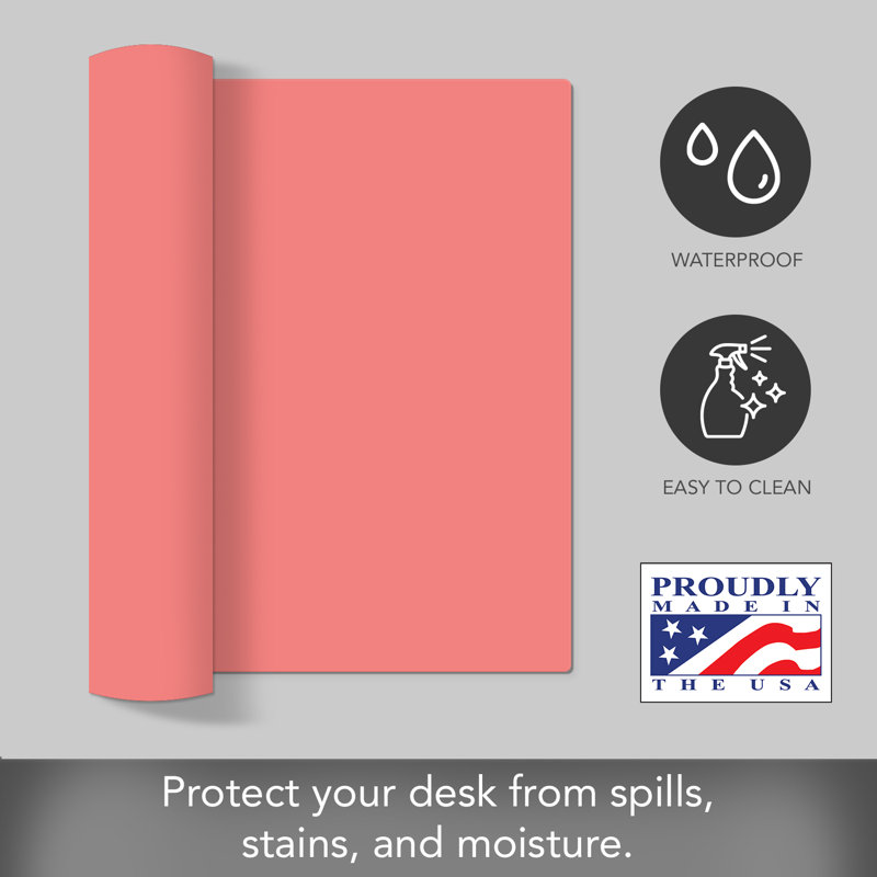 CounterArt Large Waterproof Desk Protector Mat 32" x 16", Pink