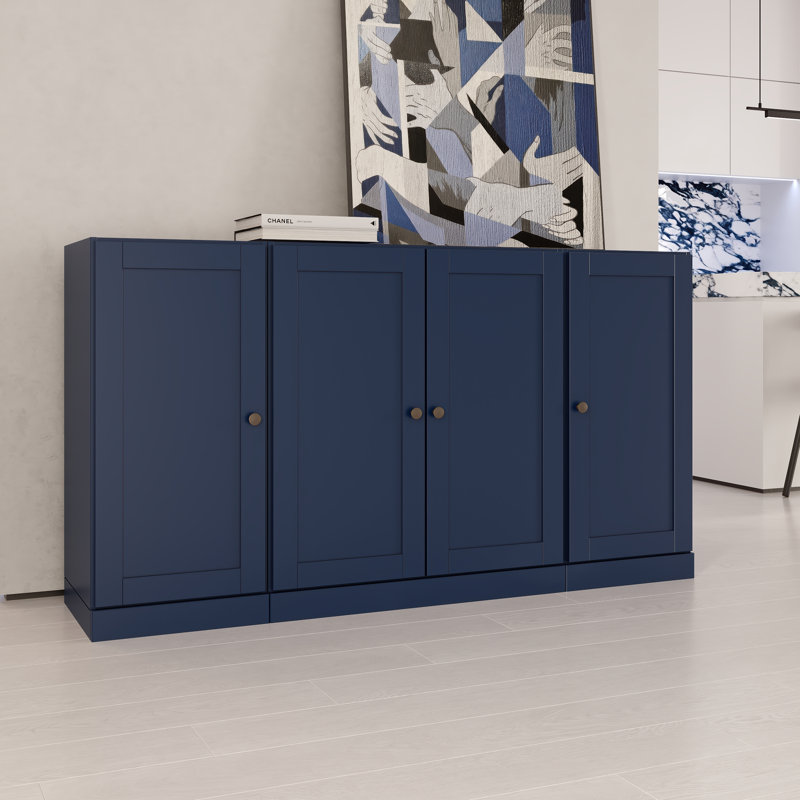 Palace Imports 100% Solid Wood 65" Sideboard with Shaker Doors, 2-Drawers & Adjustable Shelves, Navy