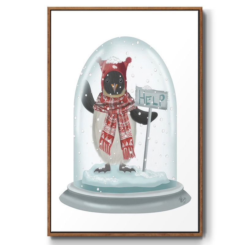 Boule à neige de Noël pingouin, H 37 po x l 25 po x P 1,5 po, Noyer