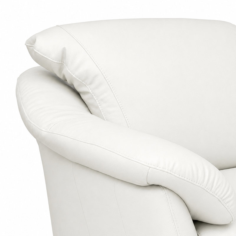 Canapé modulaire en cuir fleur Ramdev, Cuir véritable blanc, Orienté à droite