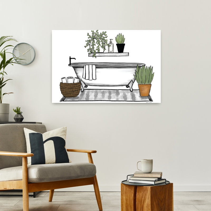 «Bathroom Plants I», art contemporain, H 24 po x l 36 po