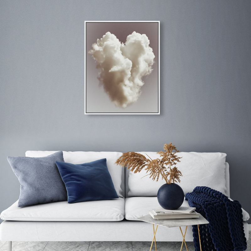 Cloud Love II Graphic Art Canvas, 25"H x 21"W, White Floater Frame