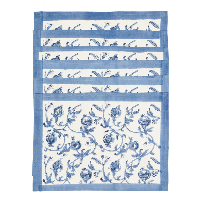 Granada Cornflower Blue 100% Cotton Rectangle Placemats, Blue
