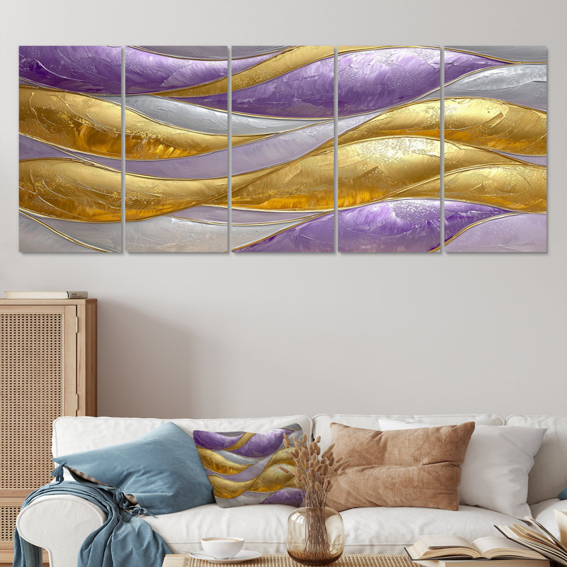 Chippenham - Waves Wall Art - ensemble de décorations murales modernes, H 28 po x l 60 po, 5