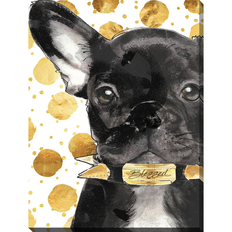 «Blessed Frenchie», reproduction d'art sur toile encadrée, H 30 po x l 18 po x P 1 po, Toile tendue