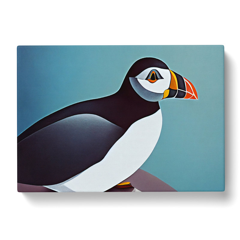 Delightful Puffin Bird - Wrapped Canvas, 40cm H x 60cm W x 3cm D
