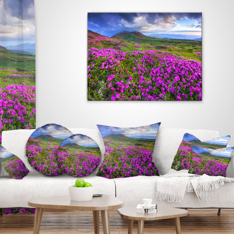 Housse de coussin rectangulaire en lin Rhododendron