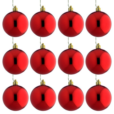 80mm Wired Shatterproof Plastic Shiny Ball Ornament