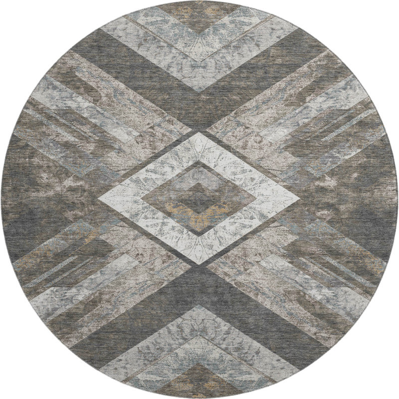 Premium Machine Washable Millbrook AMF1955 Geometric Rug, Round 8'