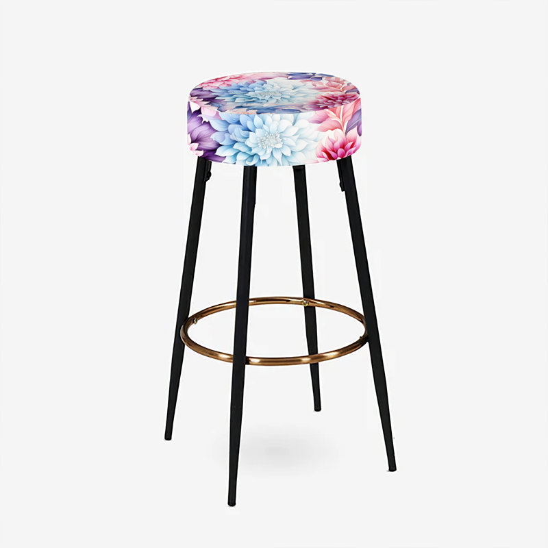 Watercolor Damask Dahlia Mirage - Ensemble de 2 tabourets de bar floraux