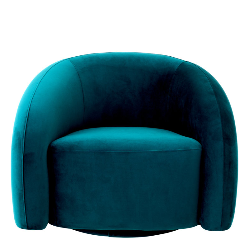 Novelle Swivel Barrel Chair, Savona Sea Green/Turquoise/Blue Velvet