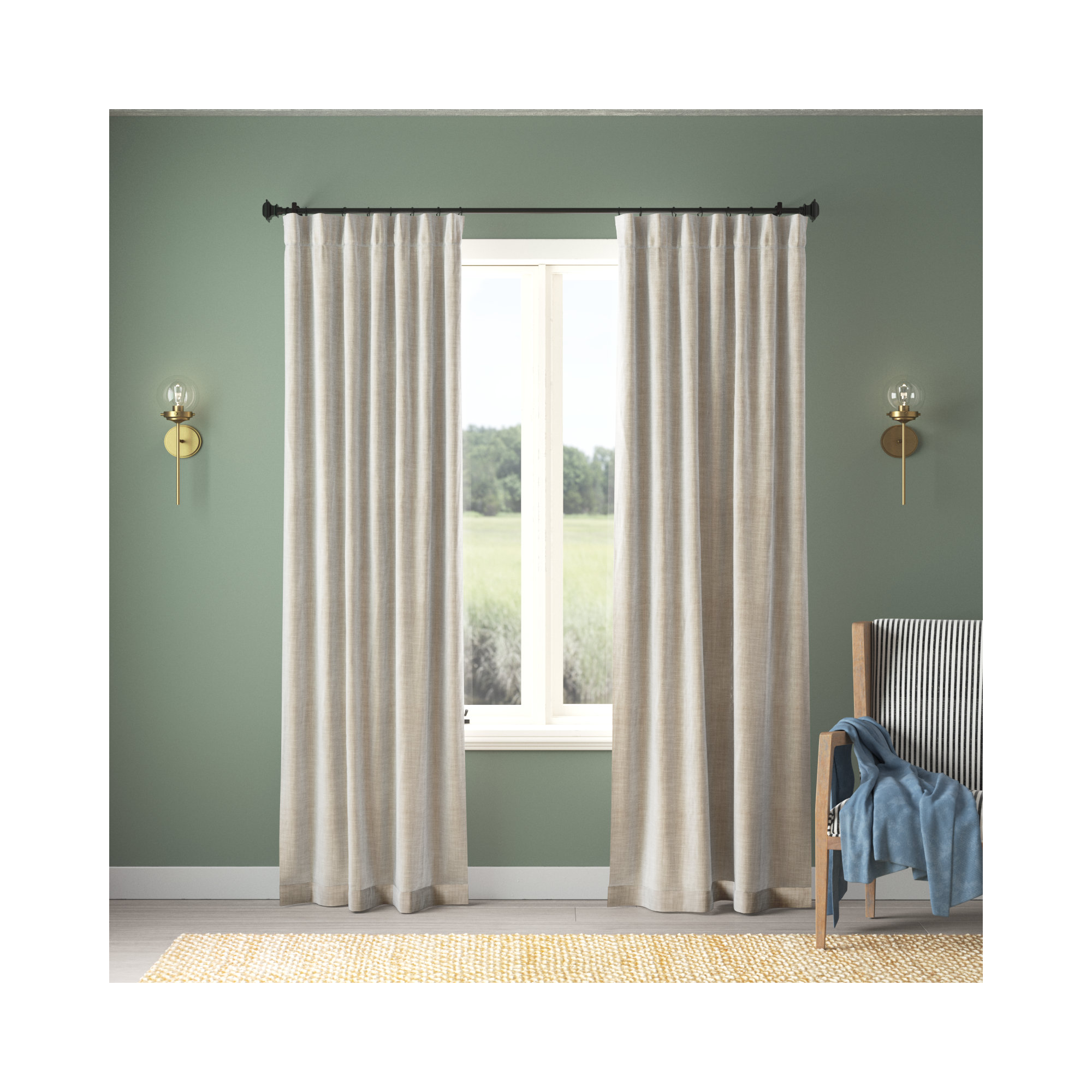 Richardson Semi Sheer 100% Cotton Curtain, Fable Beige, 50" W x 96" L