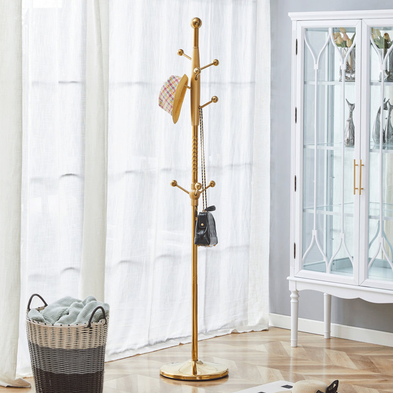 Cintre principal en acier inoxydable peint à la bombe, portemanteau moderne en acier inoxydable, renfort en bois au niveau du support, conception surélevée de 72 pouces avec support amovible