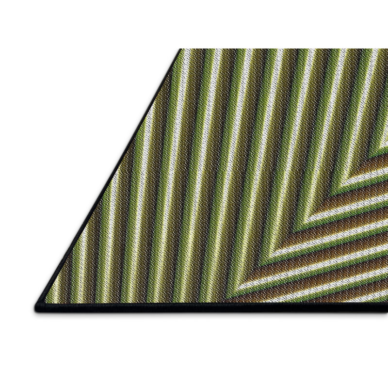 Tapis vert/brun à motifs, Rectangle 5 pi x 7 pi