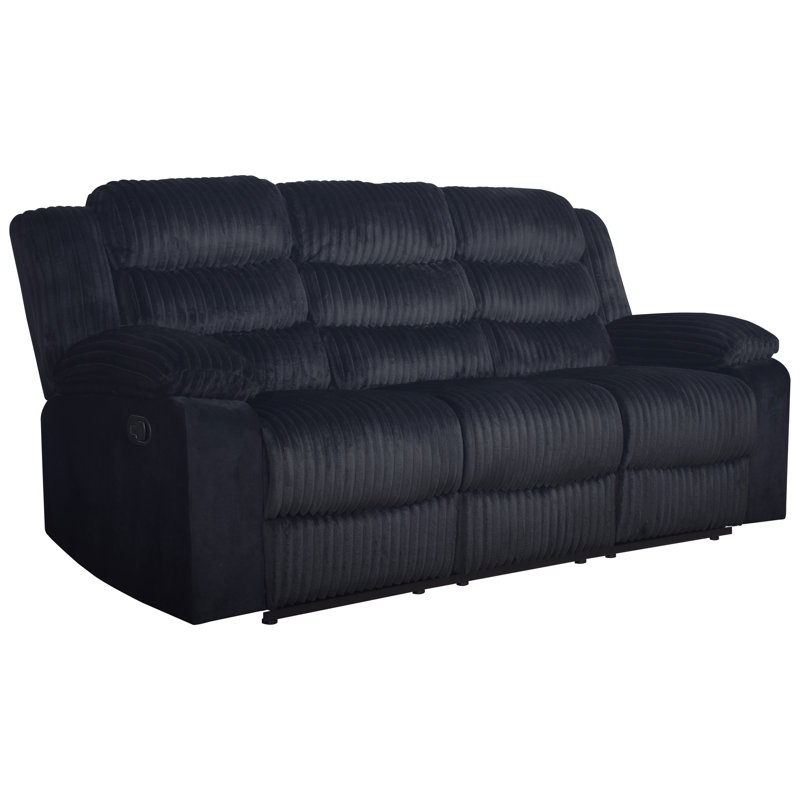 Jacobo Wood & Fabric Sofa With Dual Recliner , Black