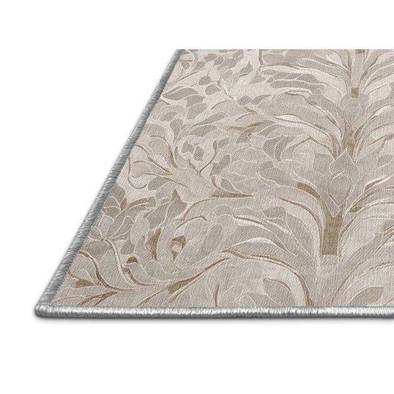 Machine Washable Beige Area Rug, Rectangle 3' x 5'