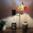 Tiffany Sconce Lamp Swing Arm Orange Stained Glass Rose Flowers Pull Chain Switch 13”W*8”D*15”H-943814181