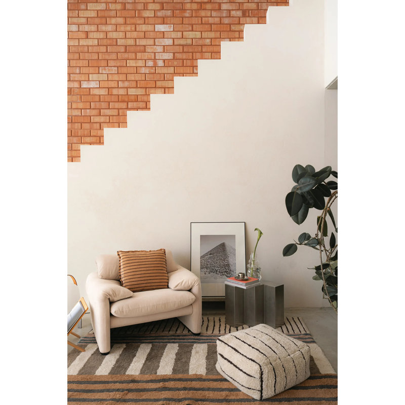Square Cushion Lines Ochre