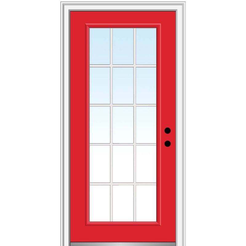 80'' Fiberglass Front Entry Doors, Left Hand/Inswing, 81.75" H x 33.5" W x 4.56" D, Naval