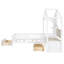 Lit simple avec rembourrage, fonction de charge, recharge sans fil, tablettes, deux tiroirs, blanc pour espace