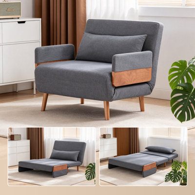 Convertible Sofa Bed, Multi-Position Adjustable Floor Sofa, High-Density Foam Sleeper Chair