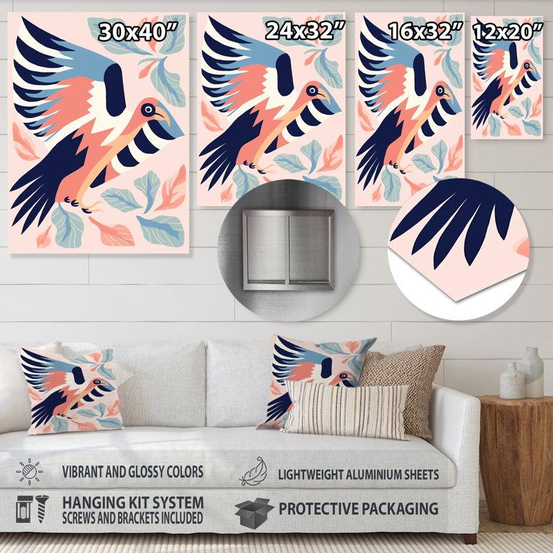 Aigle rétro, reproduction d'art mural, Métal métal, H 40 po x l 30 po x P 1,5 po