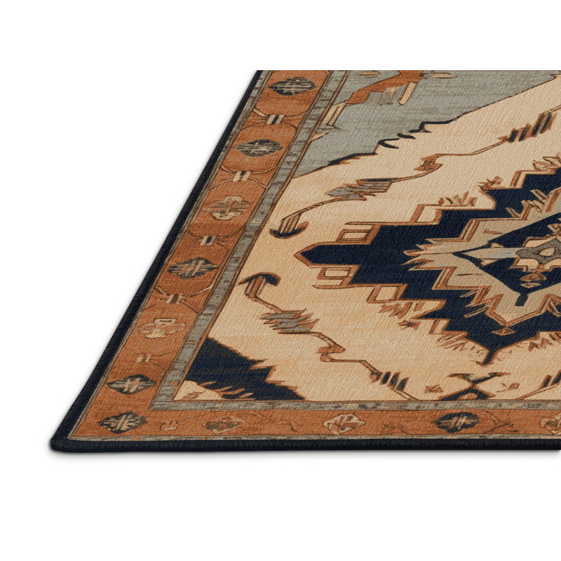 Tapis brun lavable à la machine, Rond 5 pi