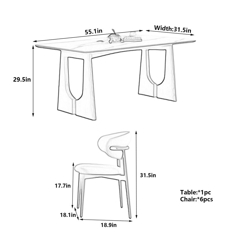 Table de salle à manger Retro, H 29,5 po x L 55,1 po x l 31,5 po