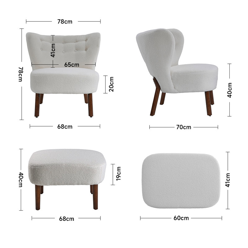 Teddy Velvet Sofa with cushion footstool, White