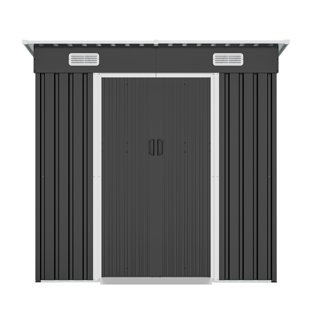 6x4ft Metal Shed, Sliding‑Door Outdoor Storage Building with Ventilation Vents & Threshold,Galvanized Steel Shed for Garden, Yard(6.43*4 FT)