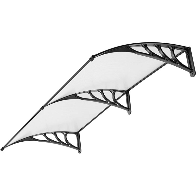 VIVOHOME 77.4'' W x 11'' D Plastic Clear/Black Cover Retractable Door / Window Awning, 77.4" L x 38" W x 11" H