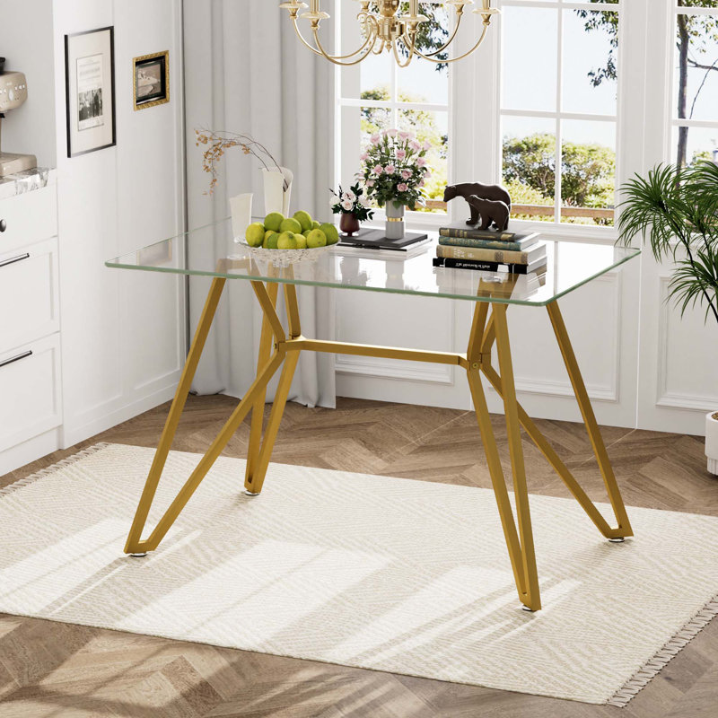Glass Dining Table(Only Table), 30.3"H x 47.3"L x 29.5"W