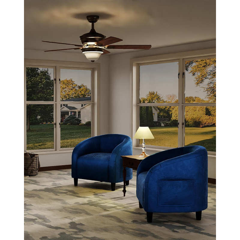 Fauteuil demi-tonneau Suede, Polyester bleu, Bleu