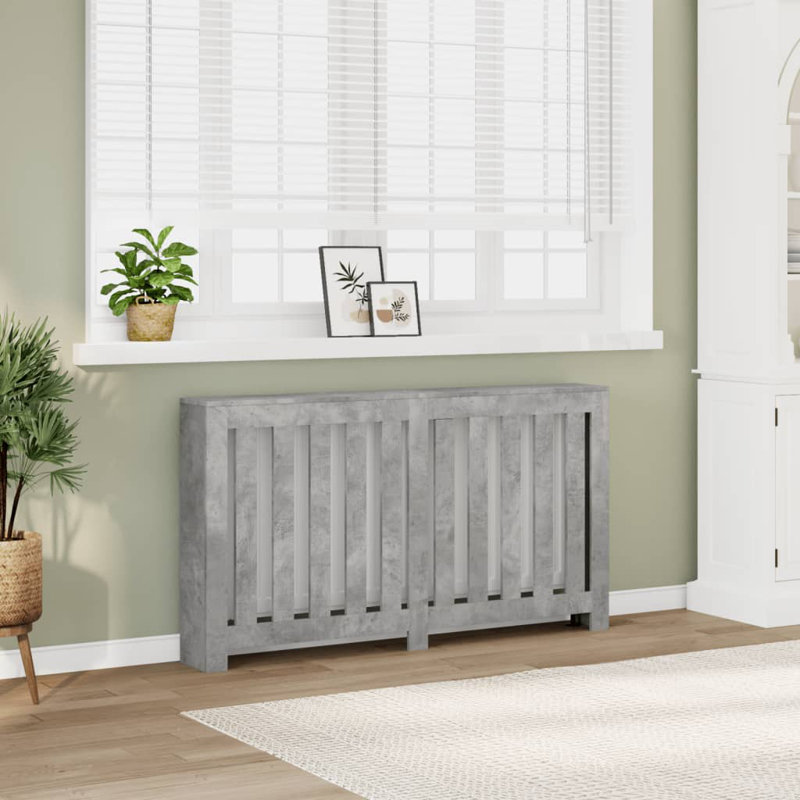 Large Radiator Cover, Concrete Grey, 149 x 20 x 82 cm, Vertical Slats
