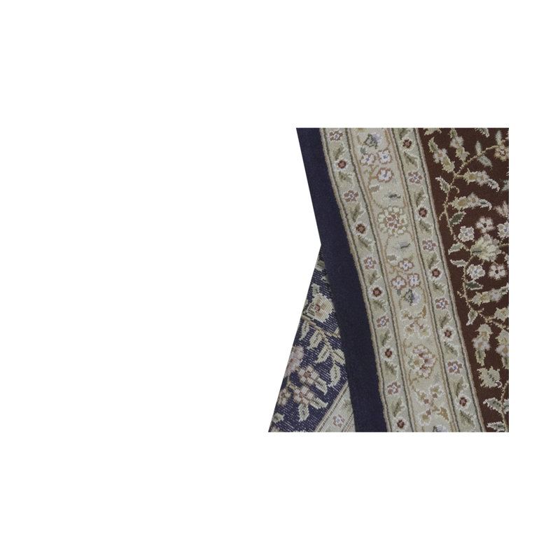 Tapis bleu marine et rouge noué à la main de haute qualité