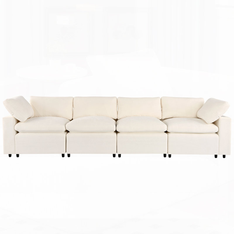 Upholstered Modular Sofa with with Storage Space, USB Charge Ports,Wireless Charging and Built-in Bluetooth Speaker in Arm