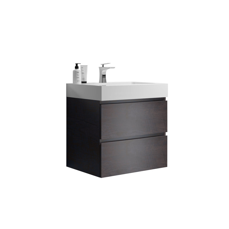 Meuble-lavabo de salle de bain avec lavabo, grand meuble-lavabo flottant mural