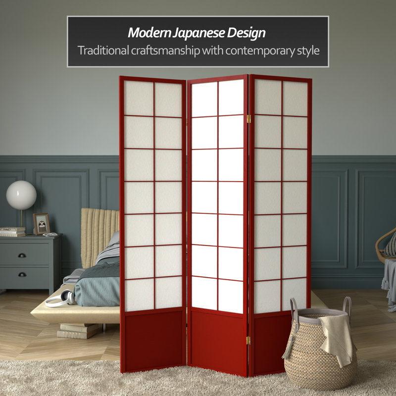 70.25" x 84" Asian Zen 6 Panel Room Divider, Rosewood, 3
